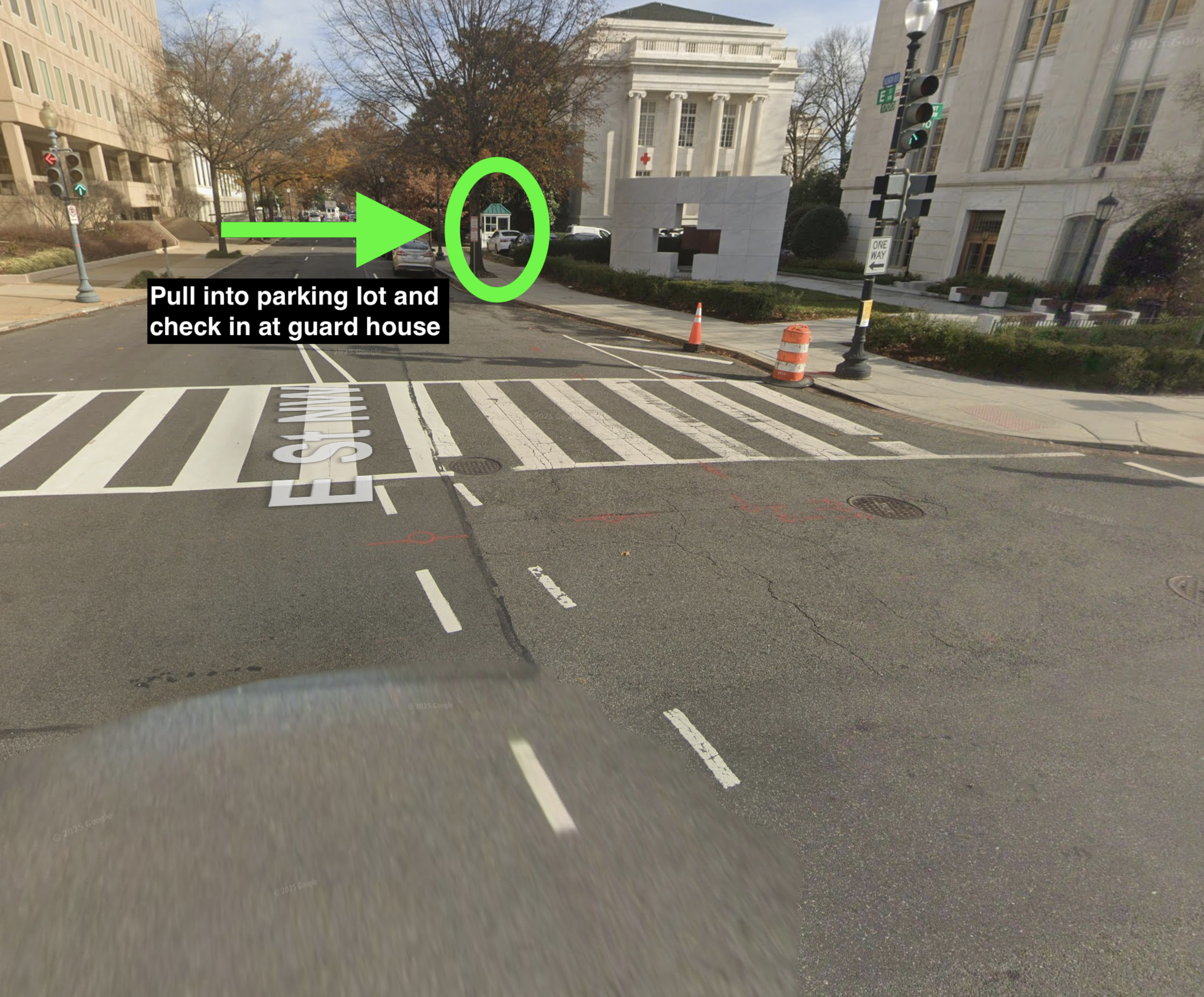 Check in at the guard house